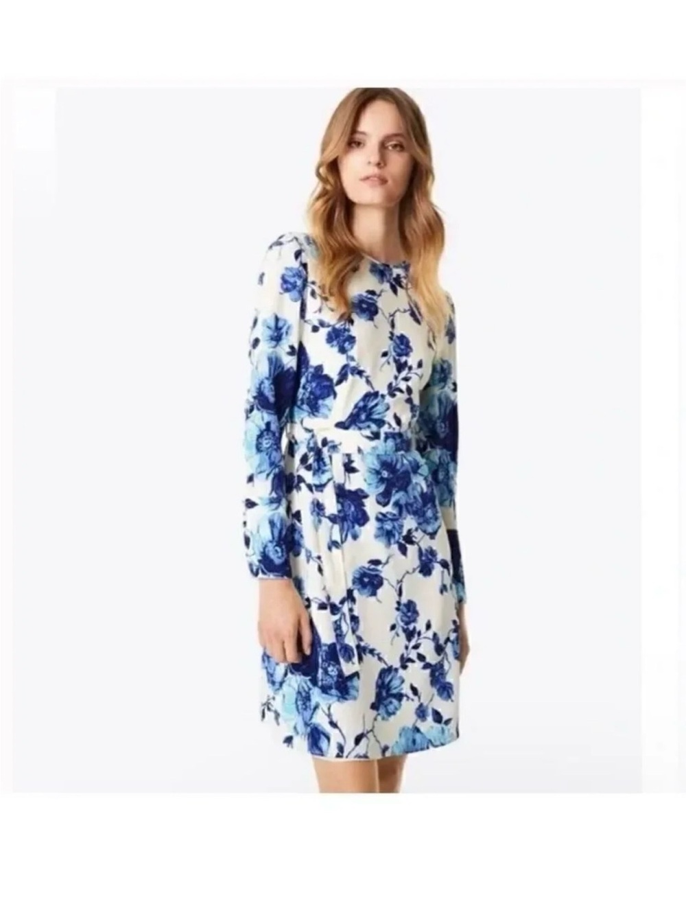 Tory Burch Giovanna Long Sleeve Lilly Floral dress 100% Silk size 10